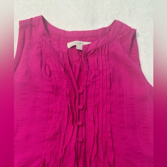 LOFT Pink Neutral Sleeveless Pleated Tank Top - Picture 6 of 10